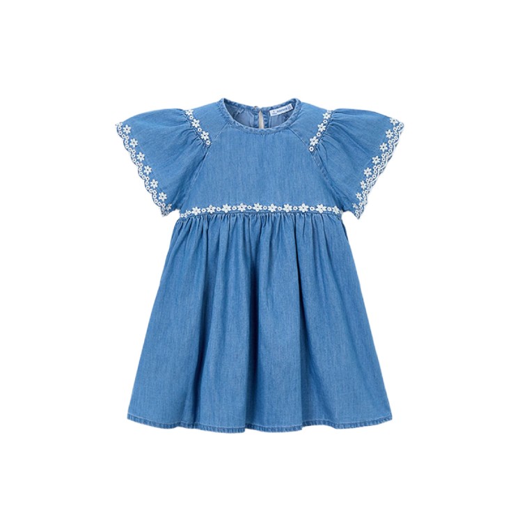 MAYORAL Abito in denim con ricami bambina