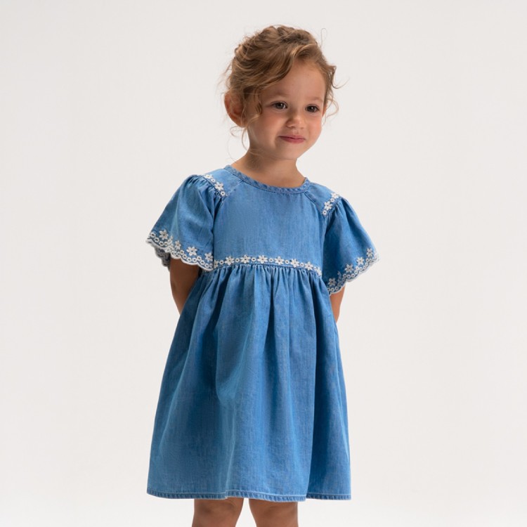 MAYORAL Abito in denim con ricami bambina