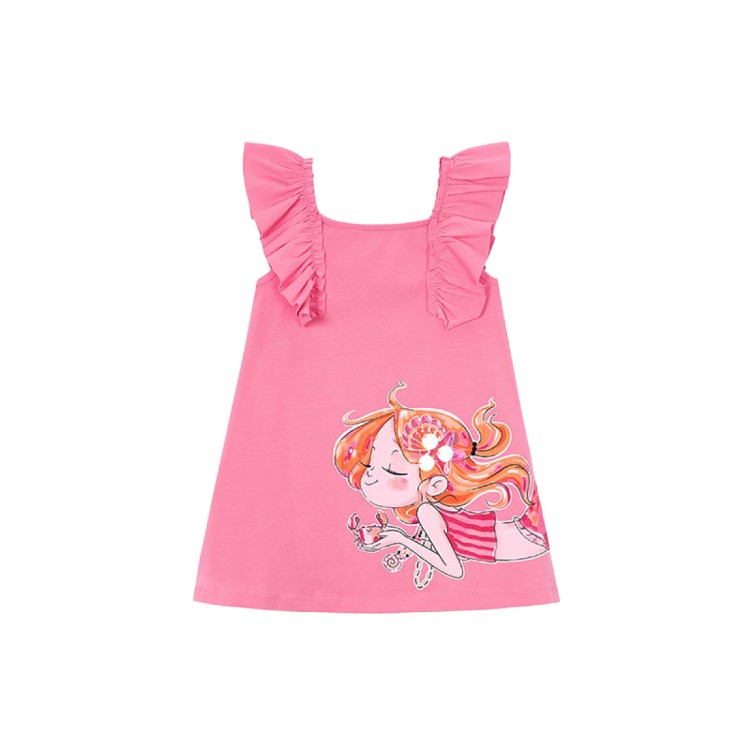 MAYORAL Abito rosa stampato con volant bambina