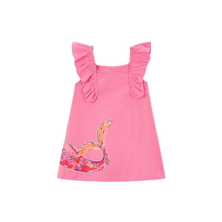 MAYORAL Abito rosa stampato con volant bambina