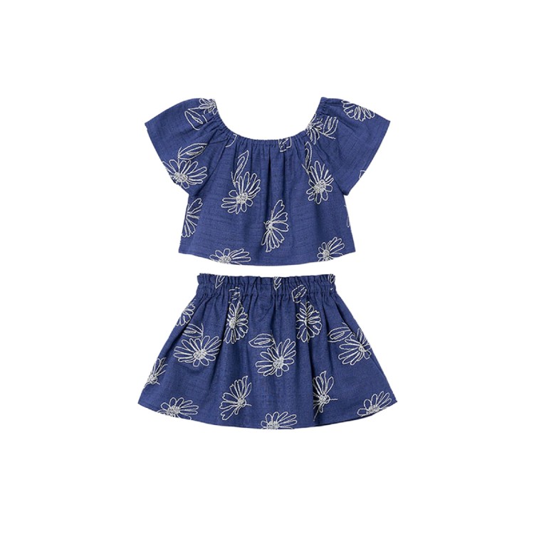 MAYORAL Completo blu navy gonna e t-shirt bambina