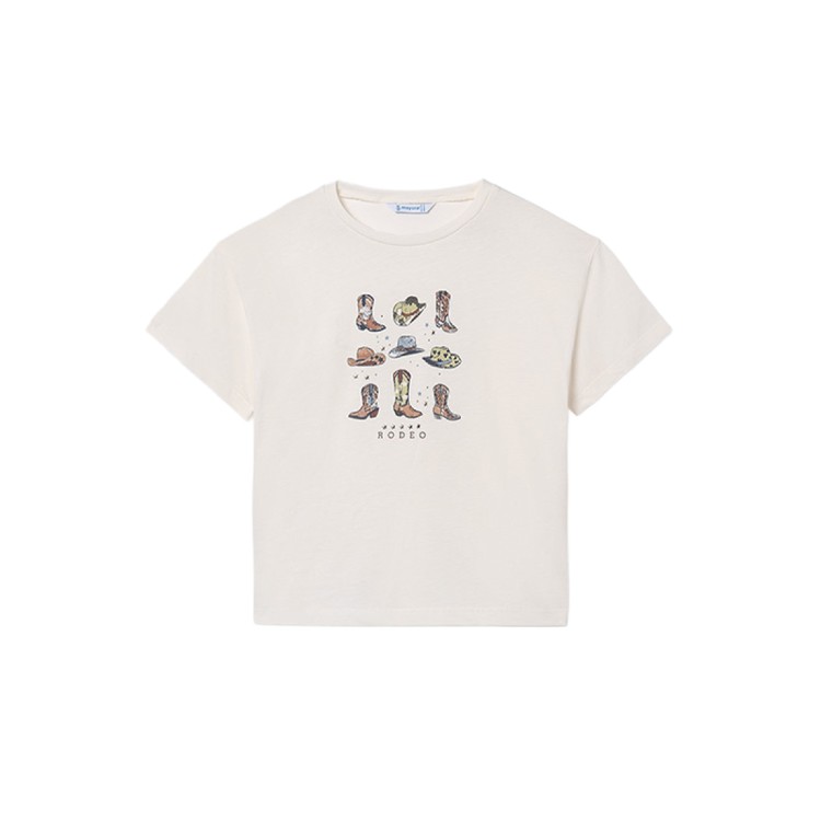 MAYORAL T-shirt panna stampata bambina