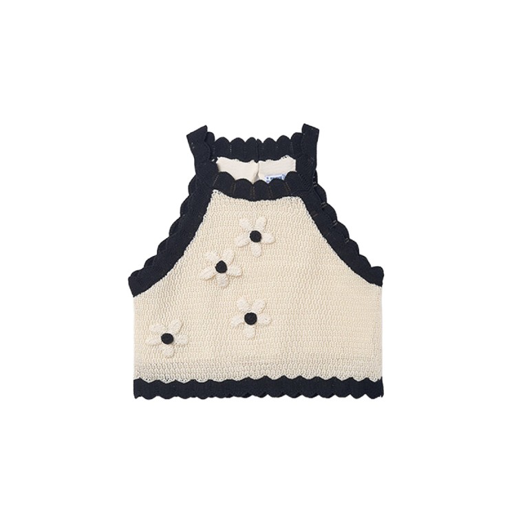 MAYORAL Top panna e nero tricot bambina