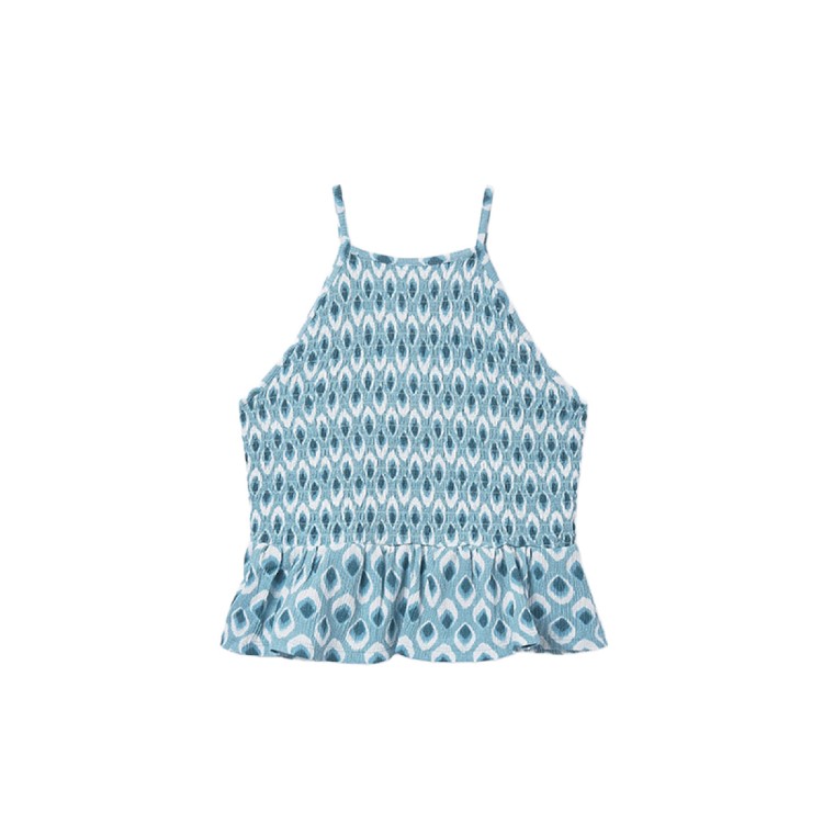 MAYORAL Top azzurro stampato a bretelle bambina