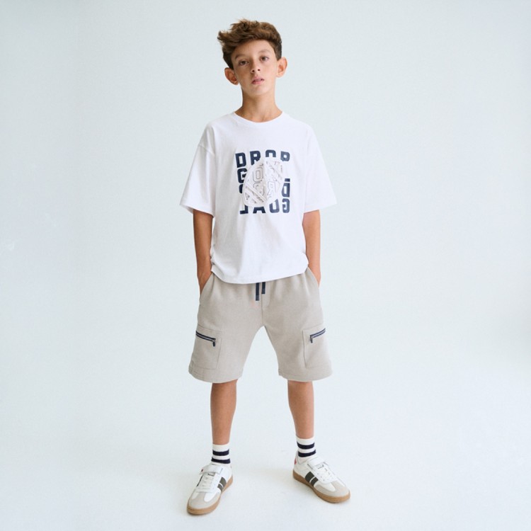 MAYORAL T-shirt bianca con stampa bambino