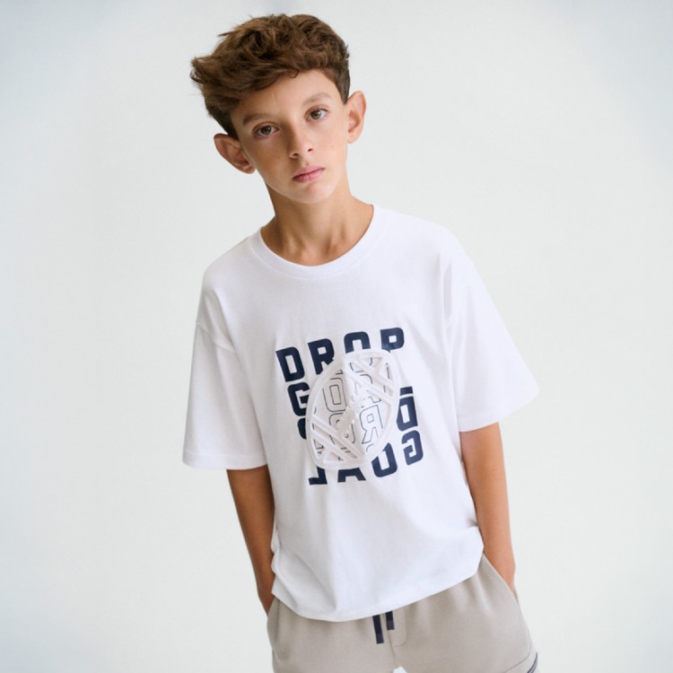 MAYORAL T-shirt bianca con stampa bambino