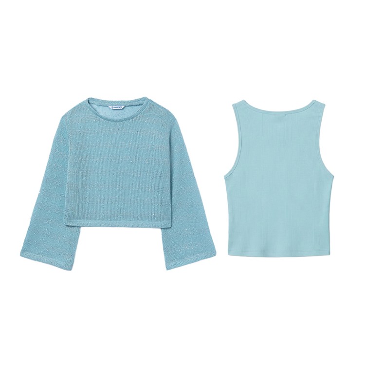 MAYORAL Completo celeste top e maglia bambina