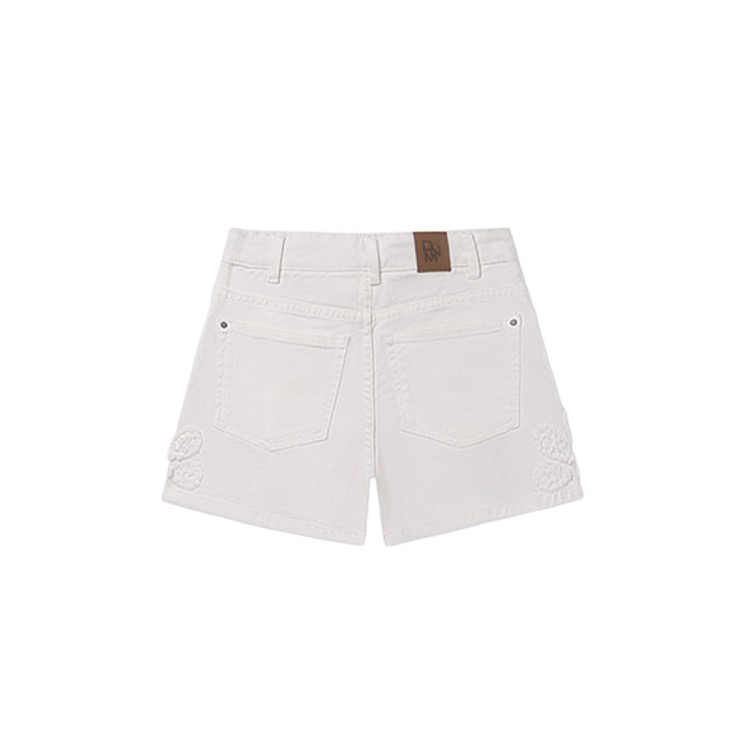 MAYORAL Shorts panna in twill con fiori bambina