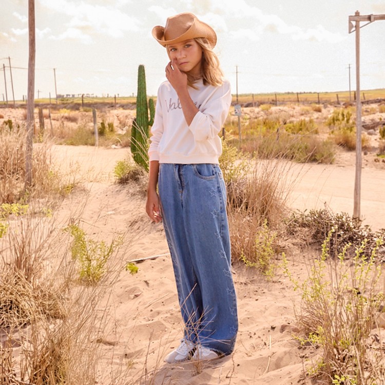 MAYORAL Jeans wide leg con stelle bambina