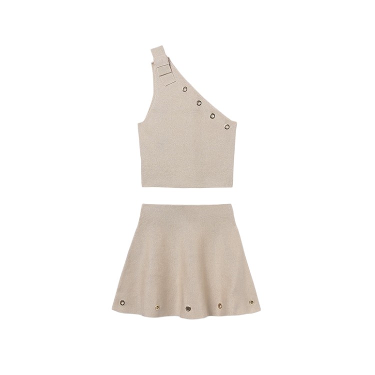 MAYORAL Completo sabbia tricot gonna e top bambina