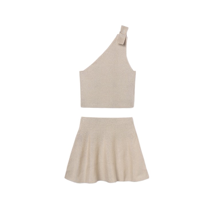 MAYORAL Completo sabbia tricot gonna e top bambina