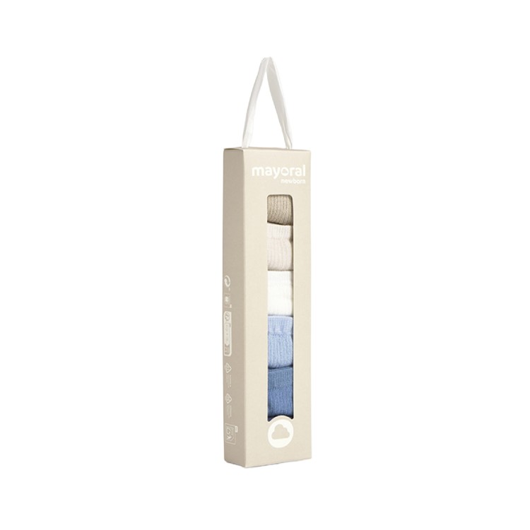 MAYORAL NEWBORN Set di calzini blu e beige neonato