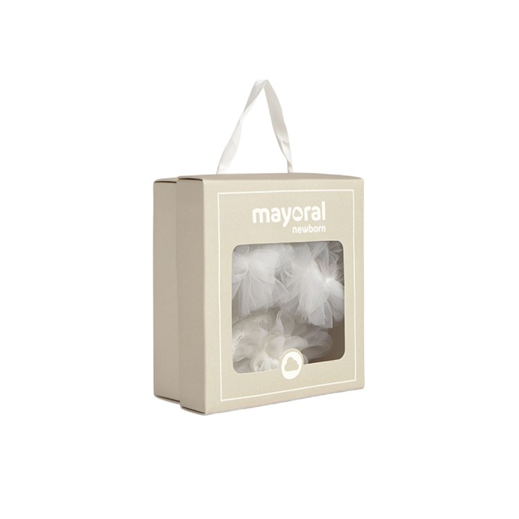 MAYORAL NEWBORN Set bianco cerchietto e calzini neonata