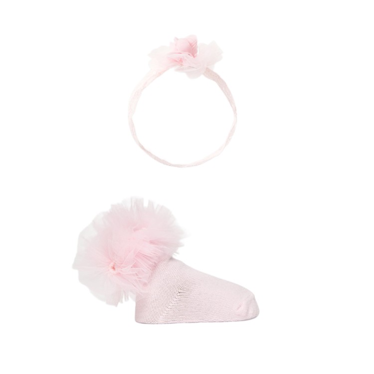 MAYORAL NEWBORN Set rosa cerchietto e calzini neonata