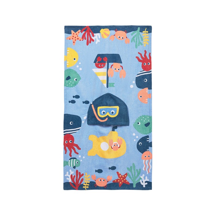 MAYORAL NEWBORN Asciugamano mare blu stampato neonati