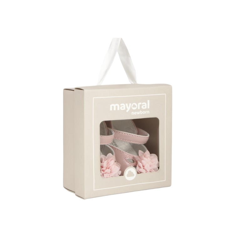 MAYORAL NEWBORN Scarpine rosa con fiore neonata