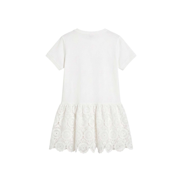 TWIN-SET Abito bianco con gonna macramè bambina