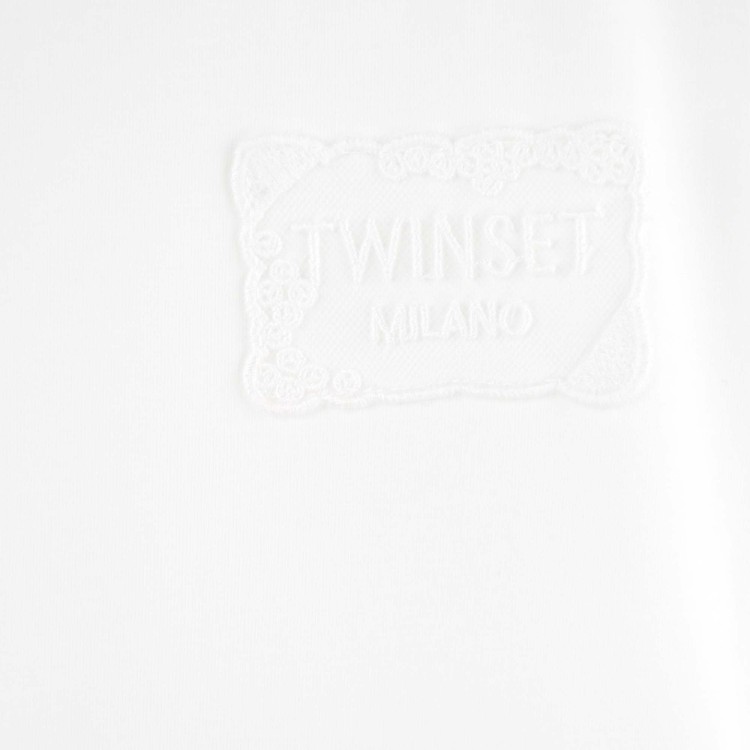 TWIN-SET Abito bianco con gonna macramè bambina