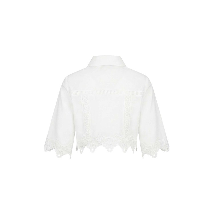 TWIN-SET Camicia bianca cropped macramè bambina
