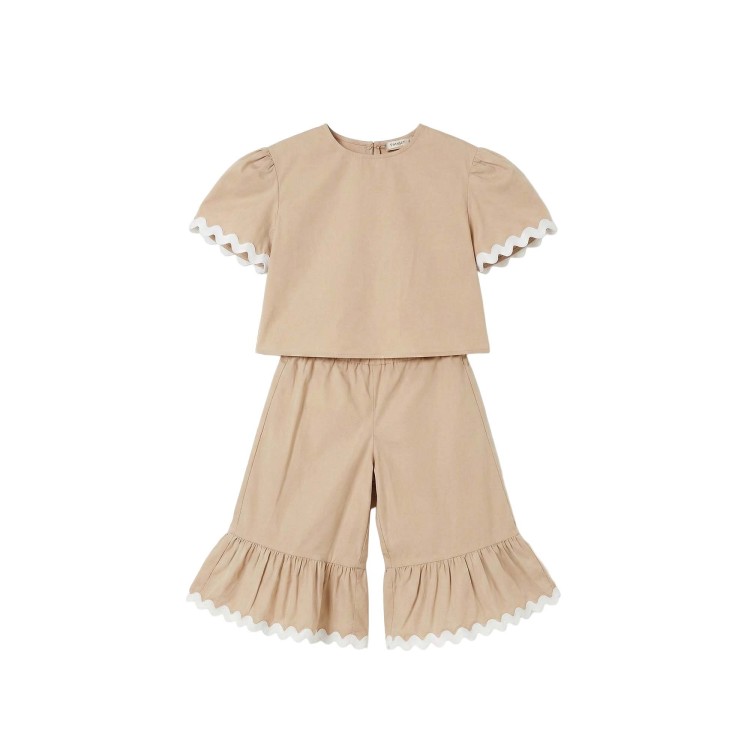 TWIN-SET Completo beige t-shirt e pantalone bambina