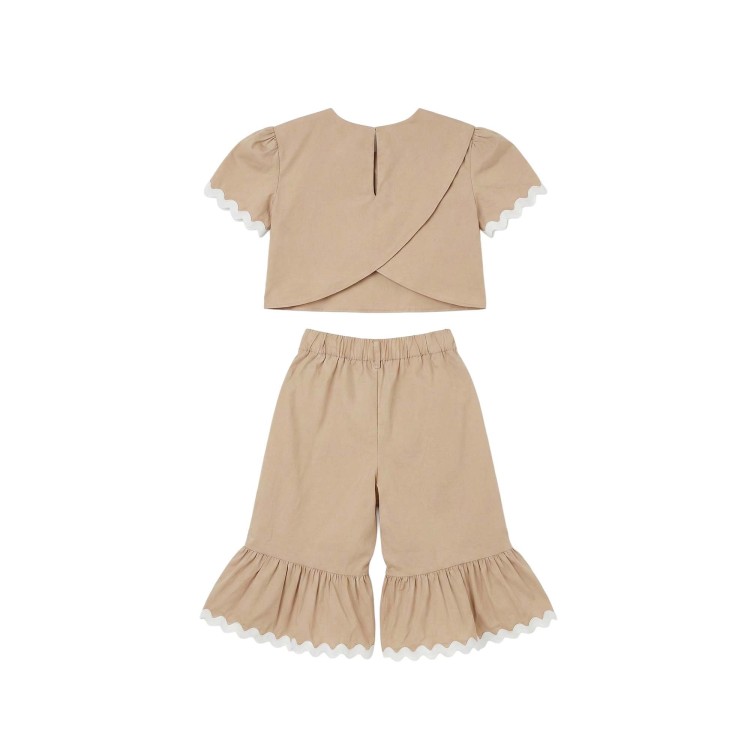 TWIN-SET Completo beige t-shirt e pantalone bambina