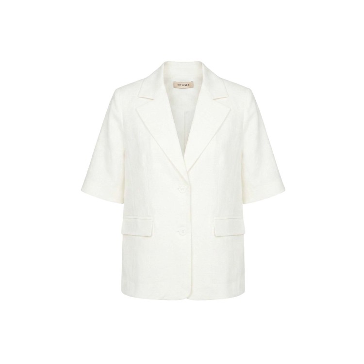 TWIN-SET Blazer bianco in lino bambina