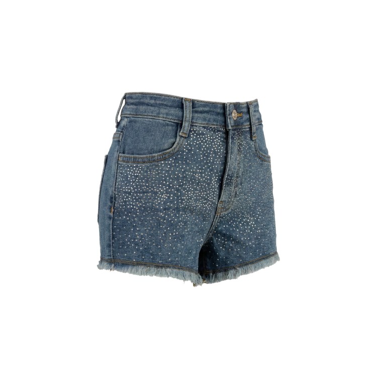 TWIN-SET Shorts in denim con strass bambina