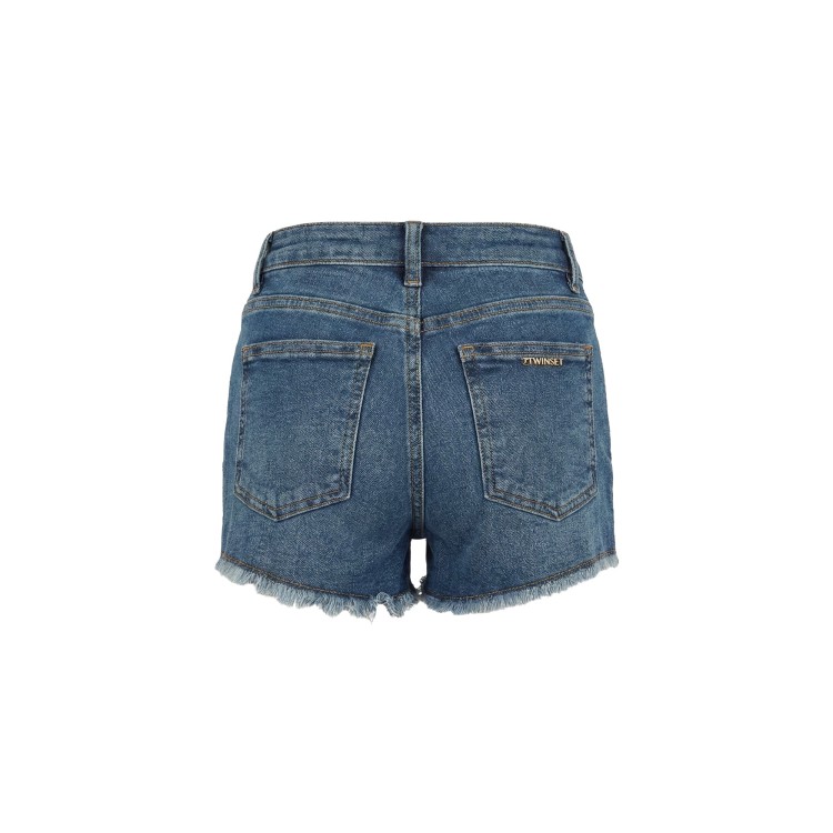 TWIN-SET Shorts in denim con strass bambina