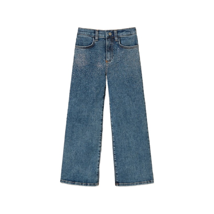 TWIN-SET Jeans wide leg con strass bambina