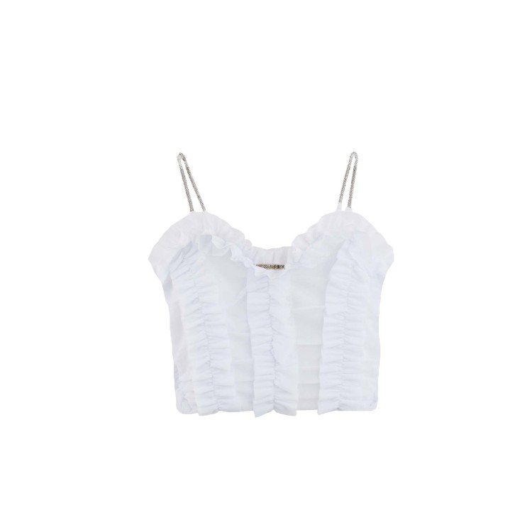 TWIN-SET Top bianco in tulle con volant bambina