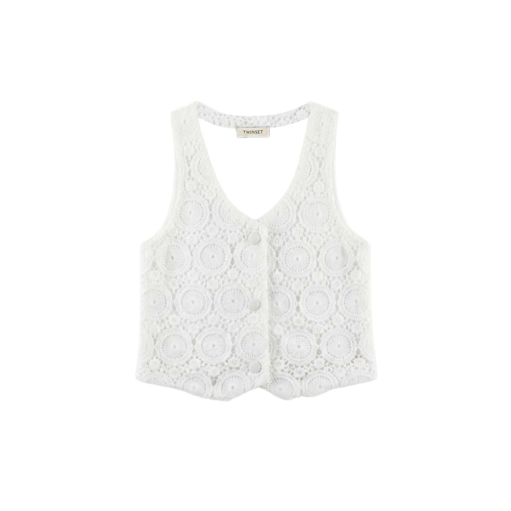 TWIN-SET Top bianco in...