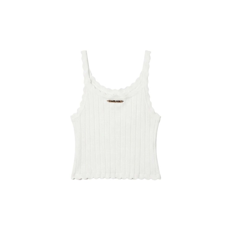 TWIN-SET Top bianco a costine bambina