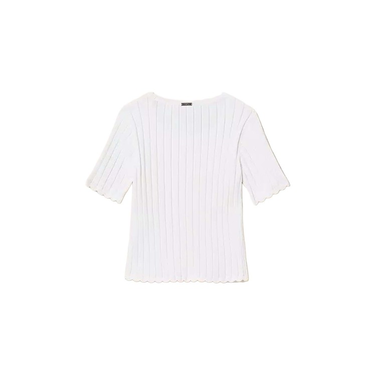 TWIN-SET T-shirt bianca a costine bambina