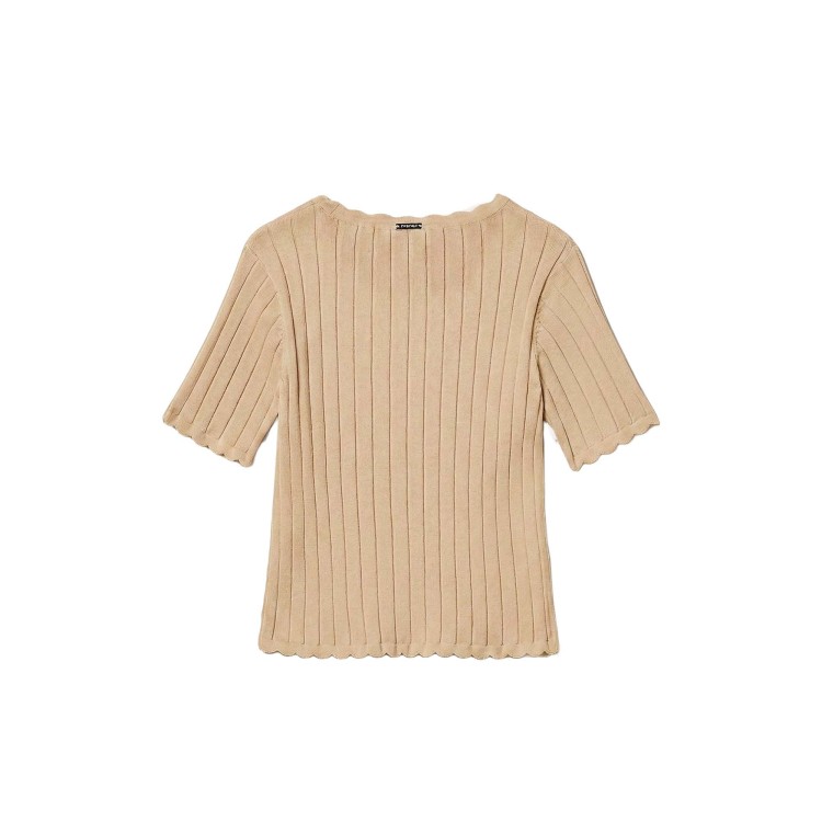 TWIN-SET T-shirt beige a costine bambina
