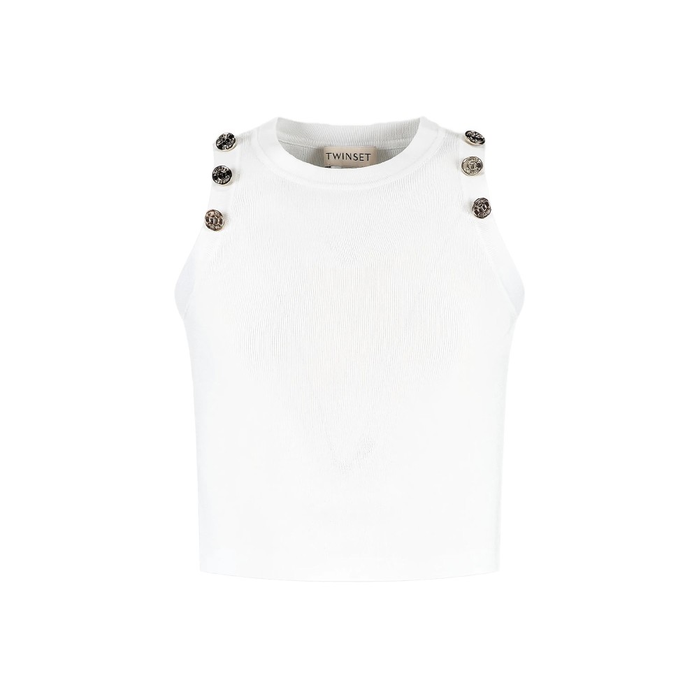 TWIN-SET Top bianco in...