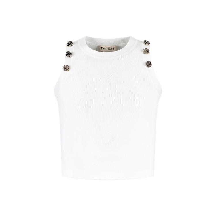 TWIN-SET Top bianco in maglia bambina