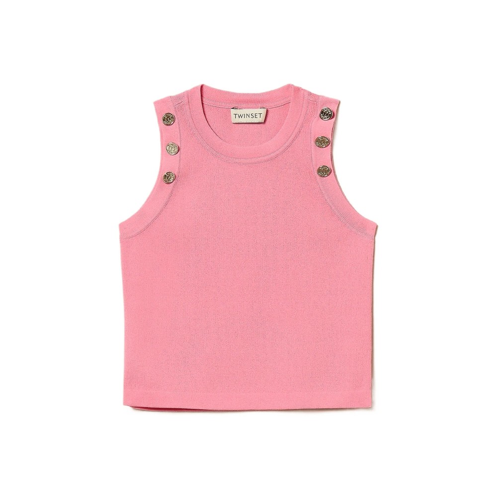 TWIN-SET Top rosa in maglia...