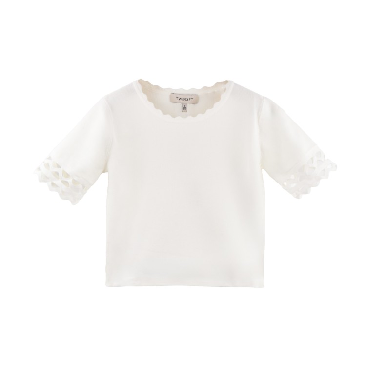 TWIN-SET Completo bianco maglia e gonna bambina