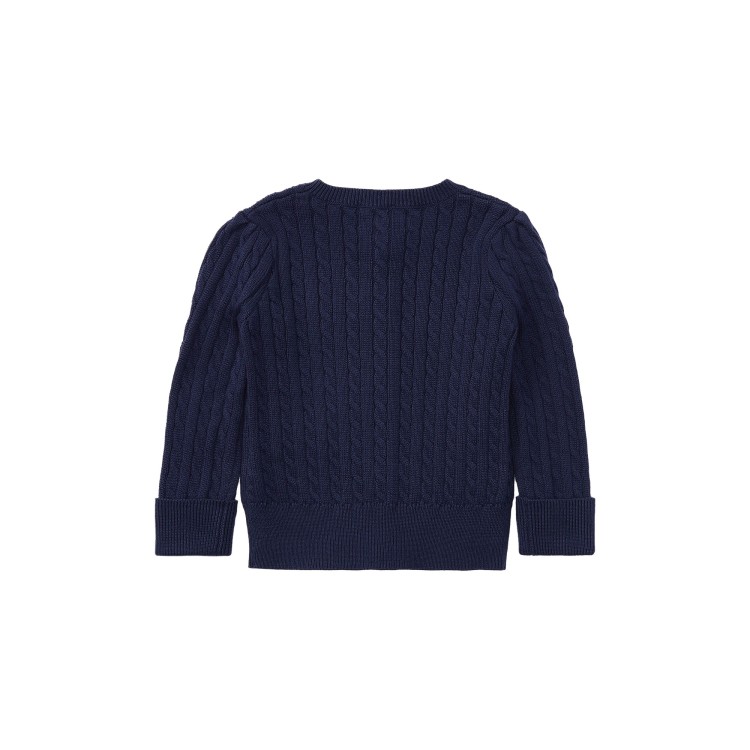 RALPH LAUREN Cardigan blu navy a trecce neonata