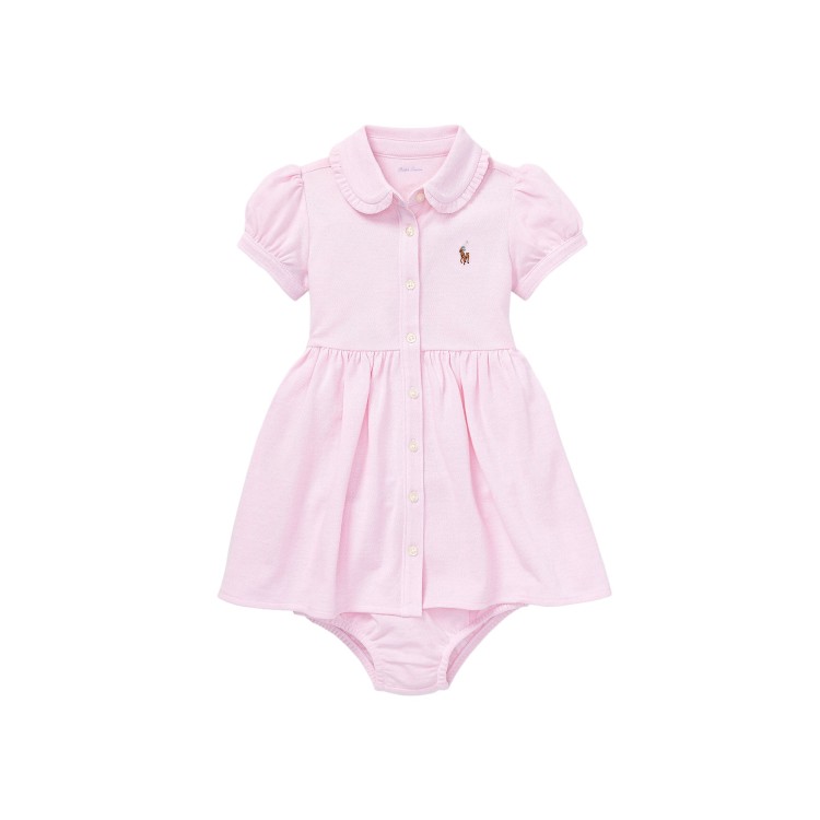 RALPH LAUREN Completo rosa abitino e bloomer neonata