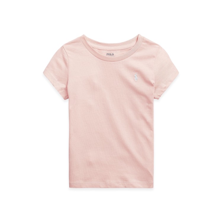 RALPH LAUREN T-shirt rosa con logo bianco bambina