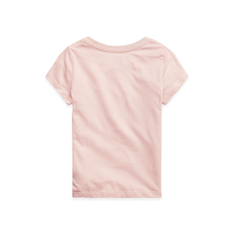 RALPH LAUREN T-shirt rosa con logo bianco bambina