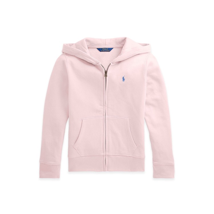 RALPH LAUREN Felpa rosa full-zip con cappuccio bambina