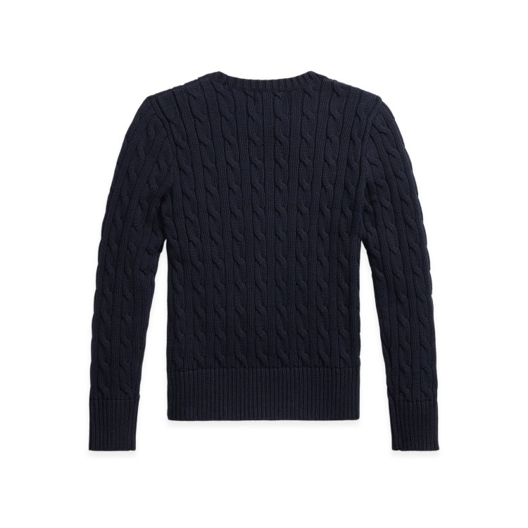 RALPH LAUREN Maglia navy in cotone a trecce bambina