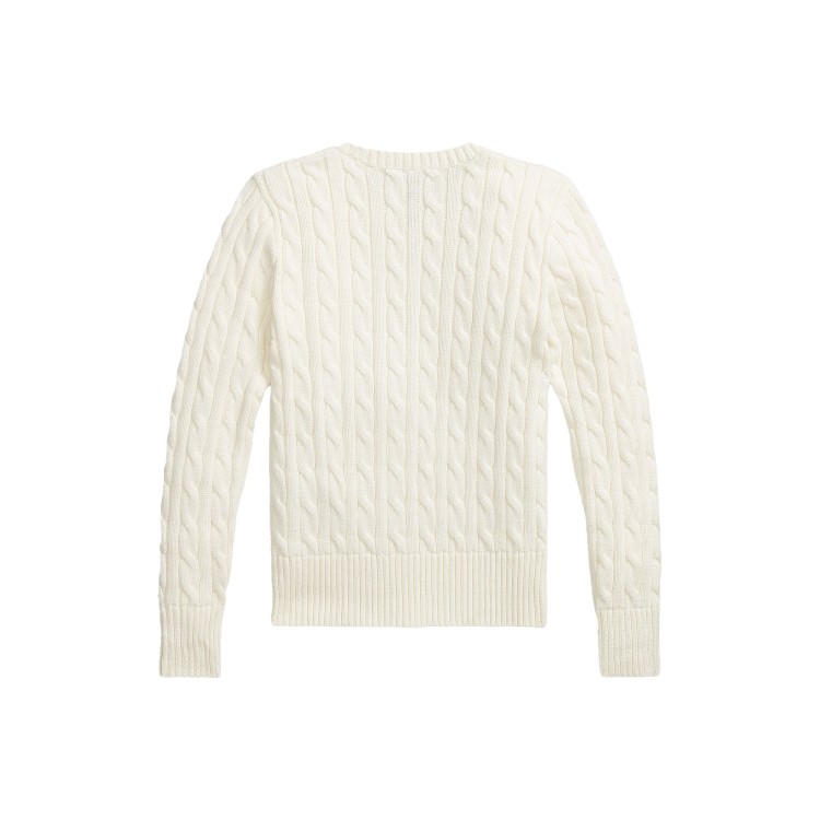 RALPH LAUREN Maglia bianca in cotone a trecce bambina