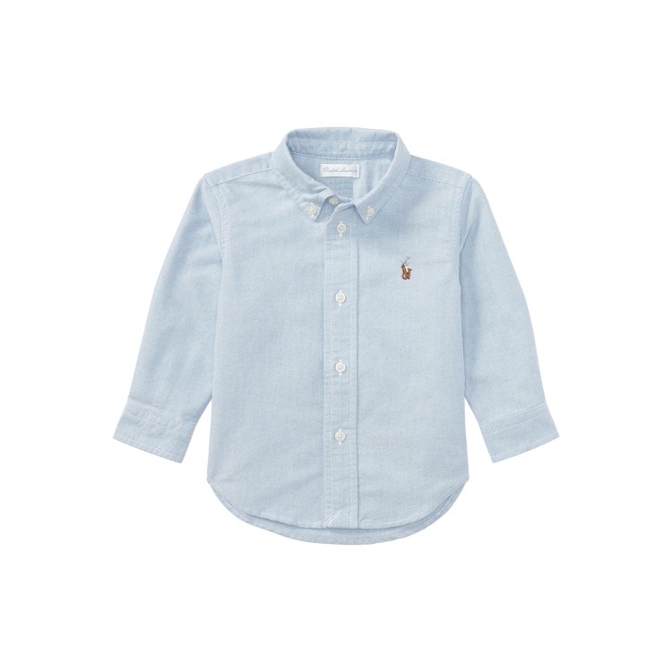 RALPH LAUREN Camicia celeste Oxford neonato