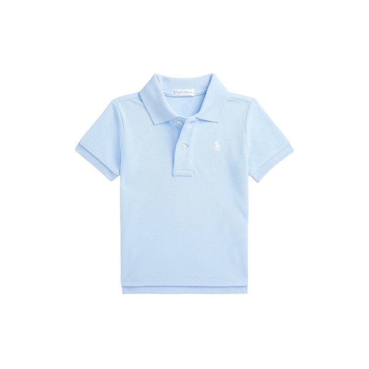 RALPH LAUREN Polo celeste in piqué neonato