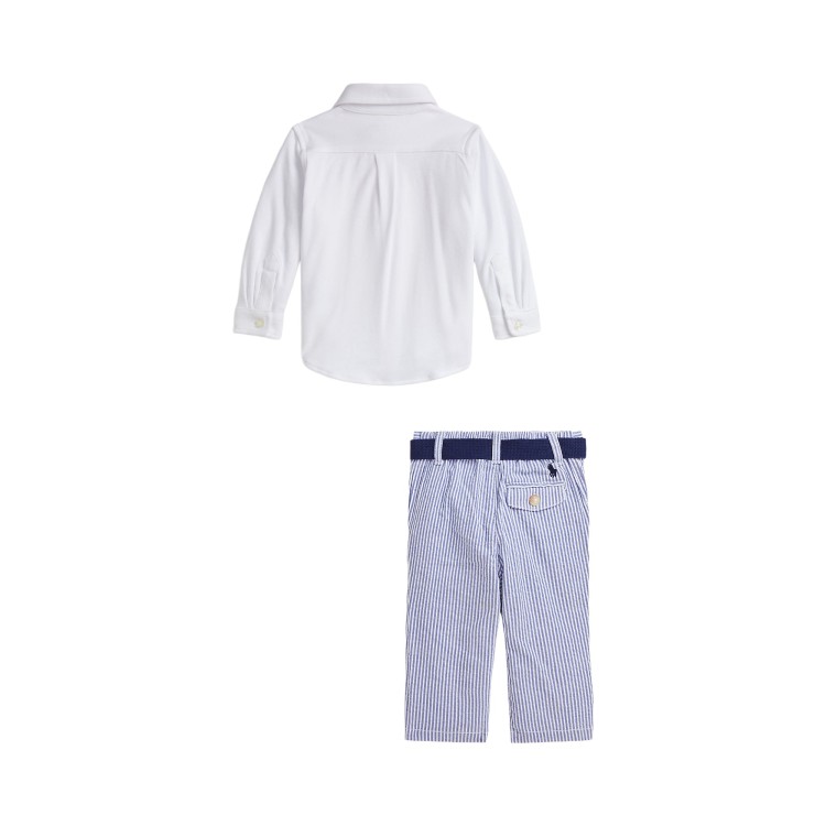 RALPH LAUREN Set camicia e pantaloni seersucker neonato