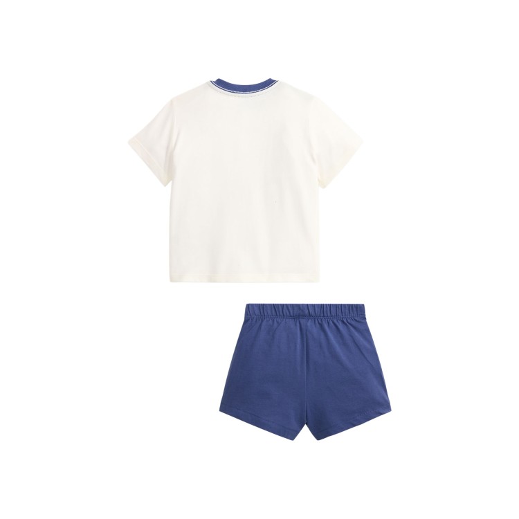 RALPH LAUREN Completo blu navy t-shirt e shorts neonati