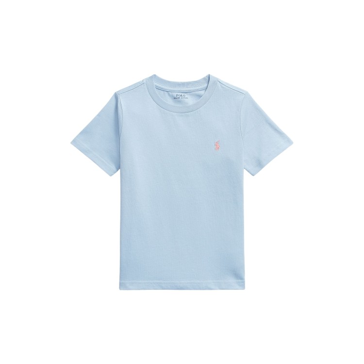 RALPH LAUREN T-shirt celeste Pony rosa bambini